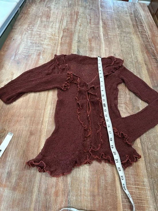 VTG Y2K Ruffled Semi-Sheer Snap-Front Cardigan - Picture 4 of 8